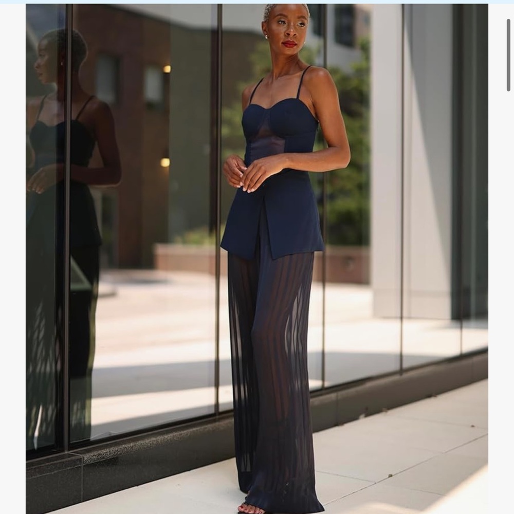 Asymmetrical Blue Bustier Camisole Top
